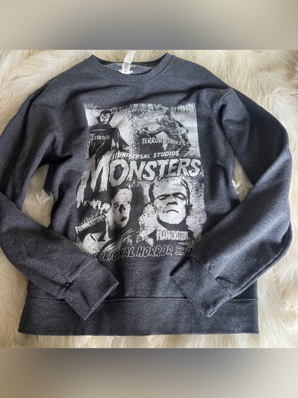 Universal Studios Monsters Graphic Crewneck Sweatshirt - Dark Gray SZ: S